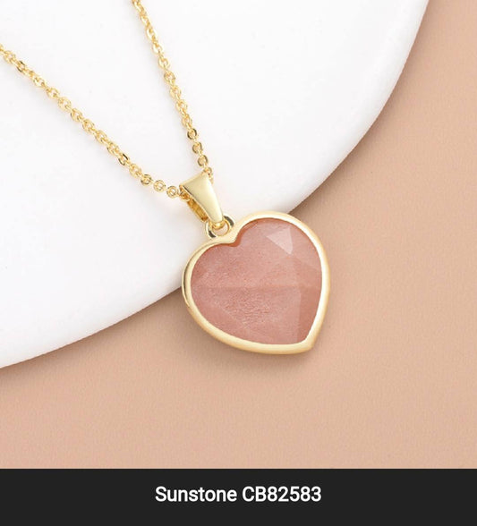 Small Hearts Designkjede 17mm - Gold Electroplated -  Sunstone