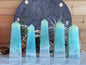 Supervakre Carribean Sky Blue Calcite TÅrnkrystaller, ca. 12-15cm , 300-400gram