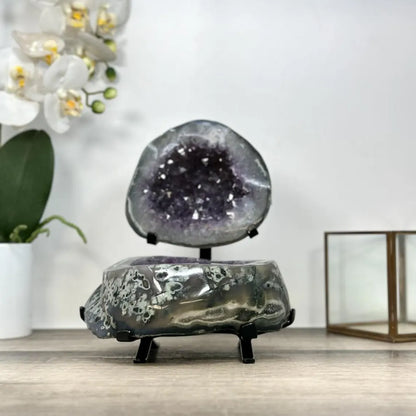 Natural Amethyst & Agate Jewelry Box Geode - MWS2976, 3.8kg - 22x18x19cm