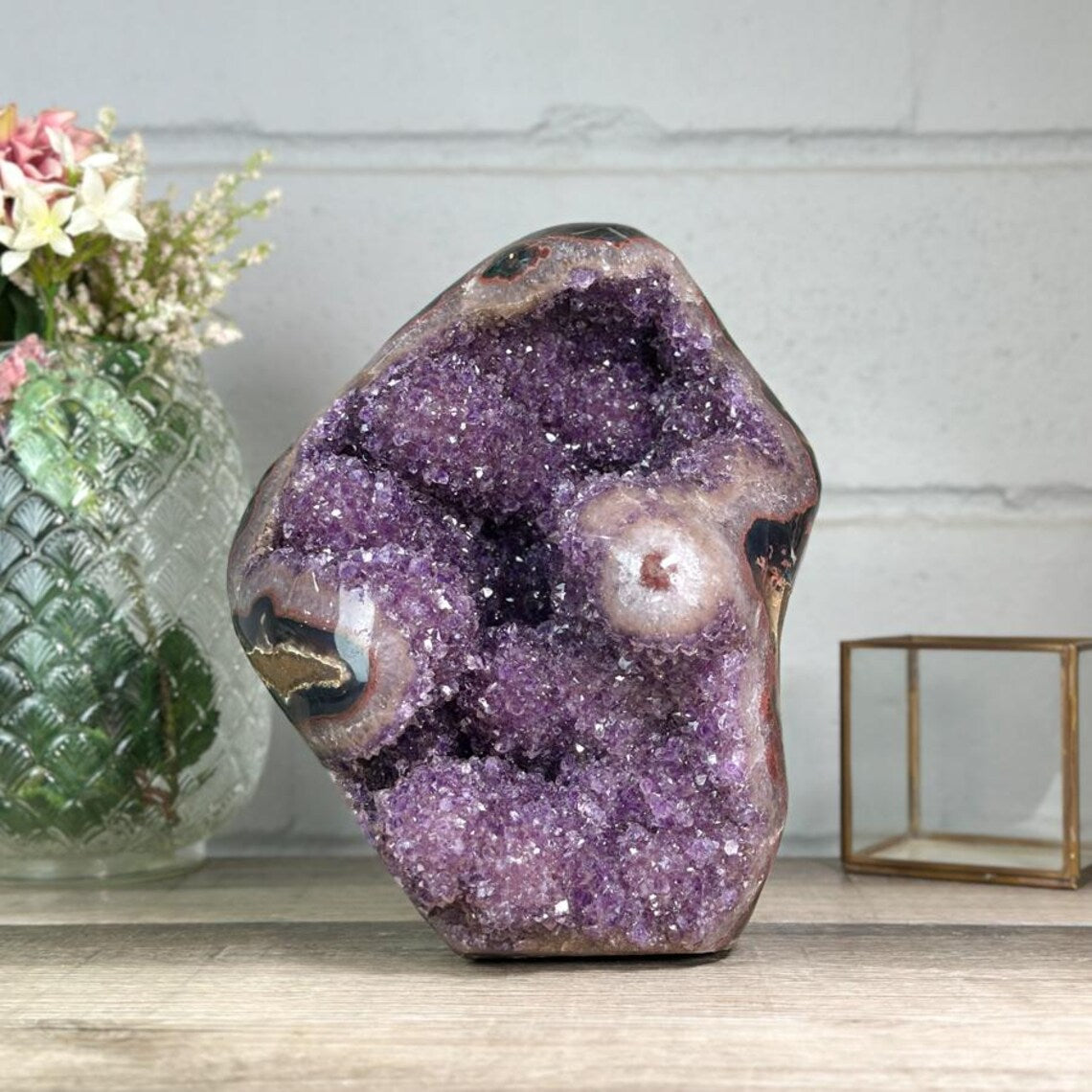 Natural Amethyst & Agate Statement Piece for Home Decor, Self Standing Amethyst, Tall Amethyst Stone | CBP1255, 28x22x16cm