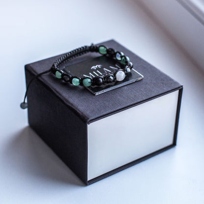 Månedens Utvalgte / Handmade Trendy og Exclusivt Shambhala Armbånd, Moonstone, Green Agate, Hematite gemstones