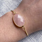 Nye MICCI Design Petit Armbånd, Gold Electroplated m/justerbar lenke, oval sten - Rose Quartz