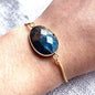 Nye MICCI Design Petit Armbånd, Gold Electroplated m/justerbar lenke, oval sten - Labradorite