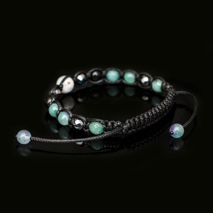 Månedens Utvalgte / Handmade Trendy og Exclusivt Shambhala Armbånd, Moonstone, Green Agate, Hematite gemstones