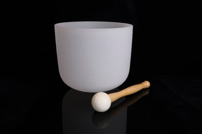 Frosted White 432Hz Singing 12" - Note C - Root Chakra - Muladhara  , Bowl w/Bag + Mallet