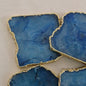 Blue Agate Square Coasters | Natural Stone Drink Coasters | Personalized Memento Gift | Luxury Table Décor, stk pris