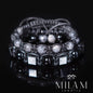 Trendy og Exclusivt Shambhala Armbånd , Set ( Two Bracelets ) Black Onyx, Hematite, Larvikite , unisex og justerbare