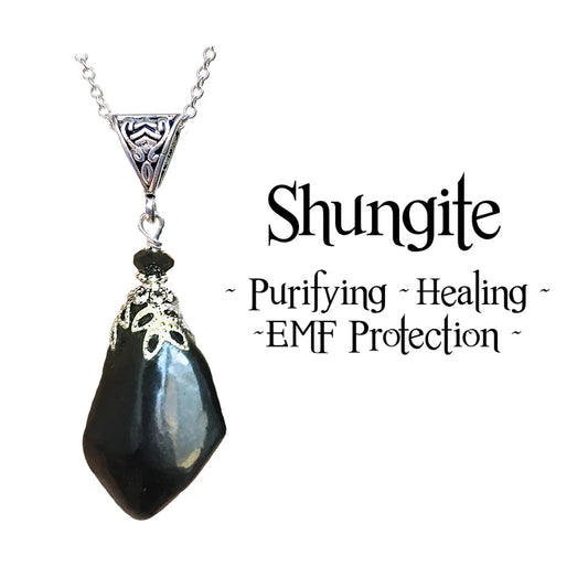 Tumbled Shungite Pendant, EMF Protection Necklace, Healing Stone