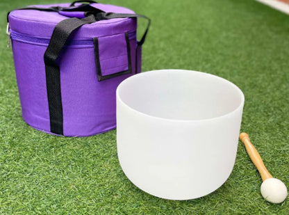 Frosted White 432Hz Singing 12" - Note C - Root Chakra - Muladhara  , Bowl w/Bag + Mallet