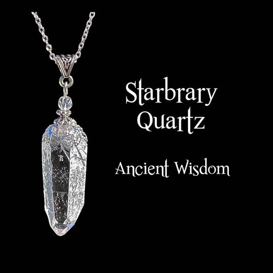 Starbrary Quartz Pendant, Lustruous and Water Clear Master Healer Quartz Crystal Necklace