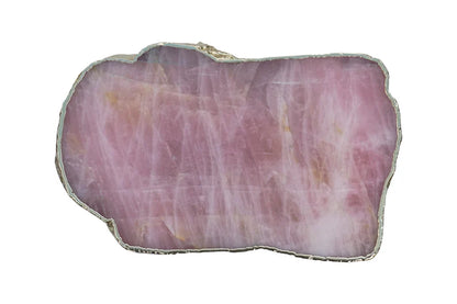 Rose Quartz kaffebord - sidetable med electroplated, tykk kant og avtagbart single leg, ca. 28x18cm, Høyde ca. 52cm