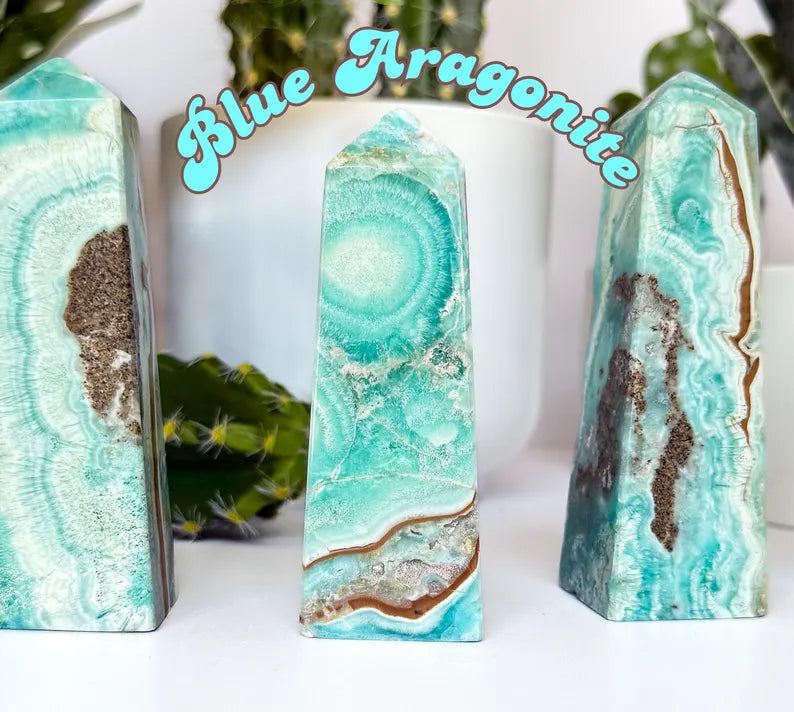 Supervakre Blue Aragonite Point Tower, Large 12 - 13cm