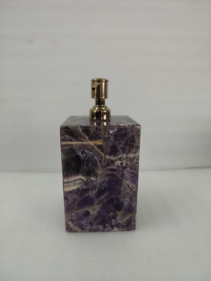 Handcrafted Ametyst Soap Dispenser, Luxurious Bathroom Decor, 15x10x10cm