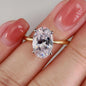 Two Tone Oval CZ Solitaire Ring, Yellow Gold Vermeil & White Gold ( 925s Silver )