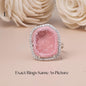 Unike og vakre AGATE Geode Druzy Ring | Sterling Silver, CZ Halo, Adjustable, Geode Size - 22x18mm