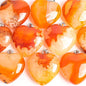 Nye Brazilian AGATE Hjerteanheng m/ Silverplated Kjede, Orange - 30mm