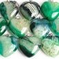 Nye Brazilian AGATE Hjerteanheng m/ Silverplated Kjede, Green - 30mm