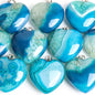 Nye Brazilian AGATE Hjerteanheng m/ Silverplated Kjede, Aqua Blue, 30mm