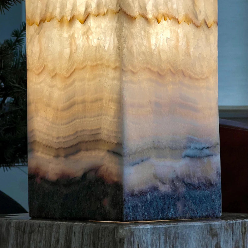 Warm Honey Mexican Onyx Lamp – XL Size 40x15x15cm... Handcrafted Stone Accent Light