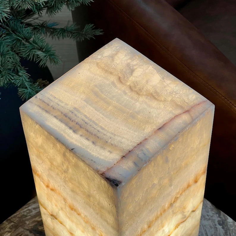Warm Honey Mexican Onyx Lamp – XL Size 40x15x15cm... Handcrafted Stone Accent Light