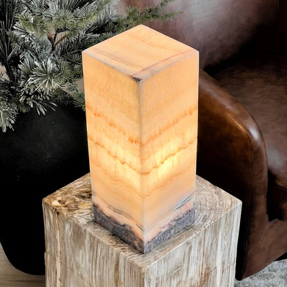 Warm Honey Mexican Onyx Lamp – XL Size 40x15x15cm... Handcrafted Stone Accent Light