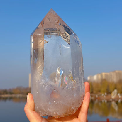 XXL Clear / White Quartz Tower i AA Kvalitet, ca 3.5 - 4kg, 30cm