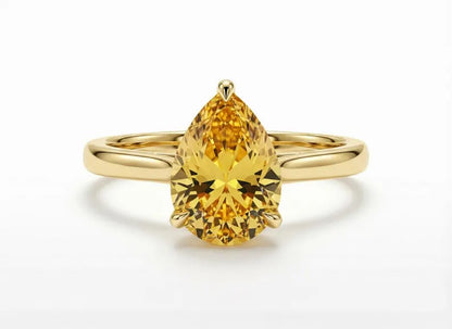 Vakker og Mareshia "Solitaire" enstens 9x7mm Citrine Ring, Gold Vermeil ( 925s Silver )