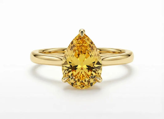 Vakker og Mareshia "Solitaire" enstens 9x7mm Citrine Ring, Gold Vermeil ( 925s Silver )