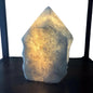 Large Blue Calcite Kvarts Råkrystall lampe m/trebase, ca. 15cm x 10cm - 2kg