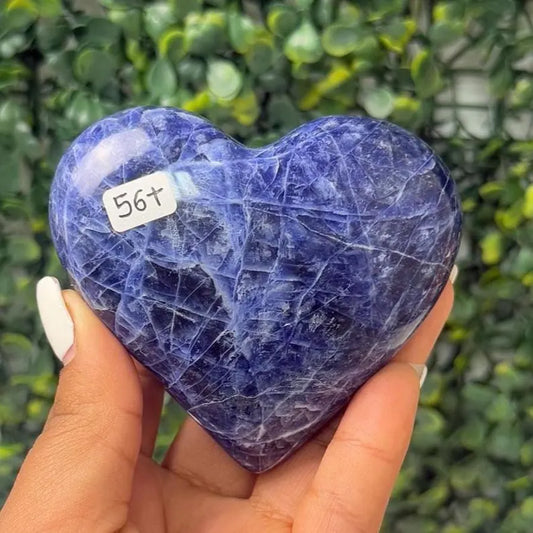 Stor og flott SODALITE Hjertekrystal , XXL 75 - 80mm , Confidence & Empowerment