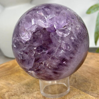 Uruguay Amethyst Sphere Geode with Large Crystal Formation - SPH0157, 9.9cm