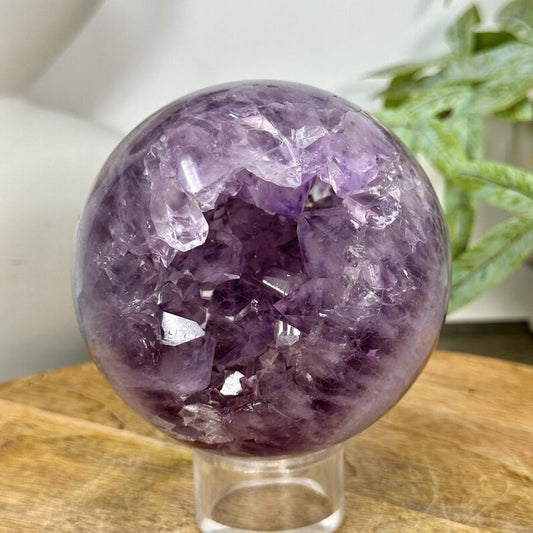 Uruguay Amethyst Sphere Geode with Large Crystal Formation - SPH0157, 9.9cm