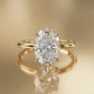 Vakker og Mareshia "Solitaire" enstens 10x8mm Simulated Diamond CZ Ring, Gold Vermeil ( 925s Silver )
