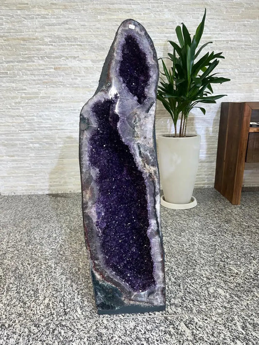 KAMPANJE HIGH QUALTY BRAZILIAN Amethyst Cathedral / Inntil 40% OFF - Naturlig Big Ametyst Crystal Geode, 46kg - 94x24x15cm mined in Brazil