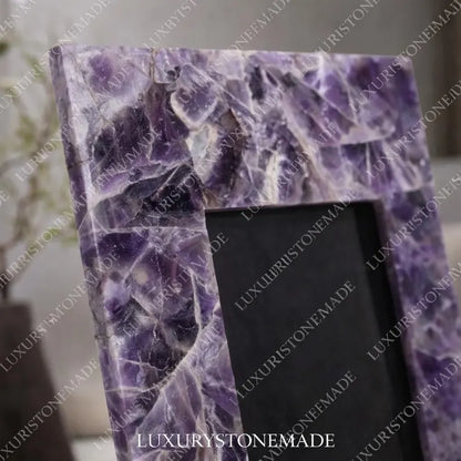 New - handmade Exclusive Picture Frame in natural Ametyst Stone, 20x15ramme ( 10x15 Photo)