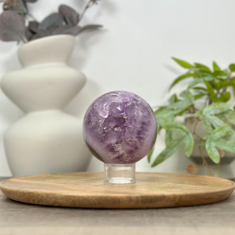 Uruguay Amethyst Sphere Geode with Large Crystal Formation - SPH0157, 9.9cm