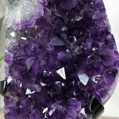 Large Amethyst Cluster on Metal Stand with Super Shinny Crystals - MWS2736, 2.7kg - 25x12x11cm