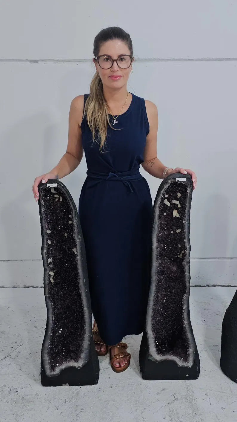 KAMPANJE HIGH QUALITY PREMIUM AMETYST GEODEPAR - Inntil 40% OFF + Fri Frakt - ca 112kg totalt (55kg + 57kg), 103/102cm mined in Brazil