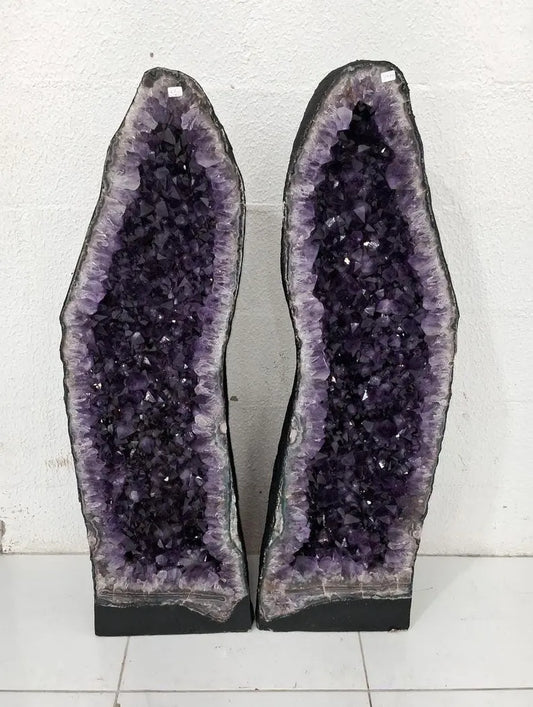 KAMPANJE HIGH QUALITY PREMIUM AMETYST GEODEPAR - Inntil 40% OFF + Fri Frakt - 102cm - 120Kg Totalt ( 67 + 53kg ) mined in Brazil