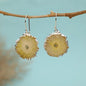 Evil Eye Earrings, Yellow Solar Quartz Dangle Earrings | Gold Plated Brass, Boho Jewelry