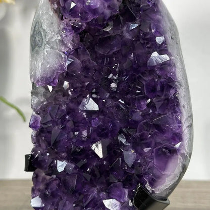 Large Amethyst Cluster on Metal Stand with Super Shinny Crystals - MWS2736, 2.7kg - 25x12x11cm