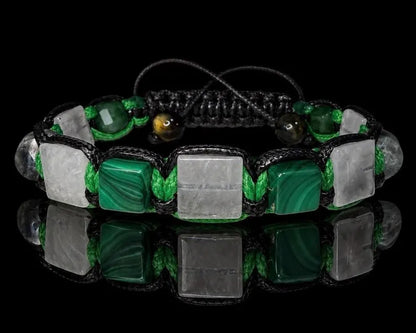 New 2026 Design / Trendy og Exclusivt Shambhala Armbånd, New Design / Malachite Cube Bracelet - Success Transformation Talisman - Green Stone Macrame Jewelry - Prosperity Anchor