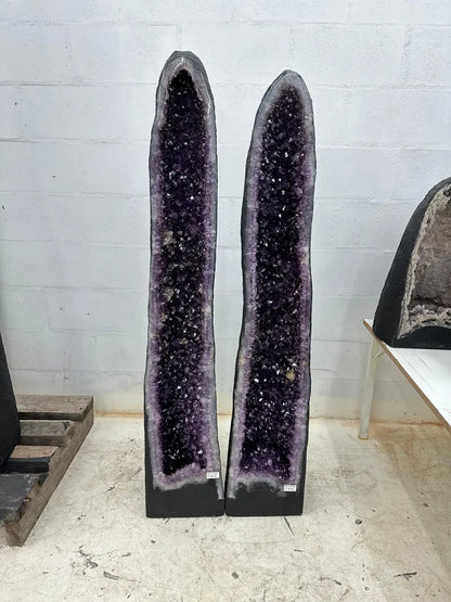 KAMPANJE HIGH QUALITY PREMIUM AMETYST GEODEPAR - Inntil 40% OFF + Fri Frakt - 139cm - 134cm Høye - 155Kg Totalt ( 77+77kg ) mined in Brazil