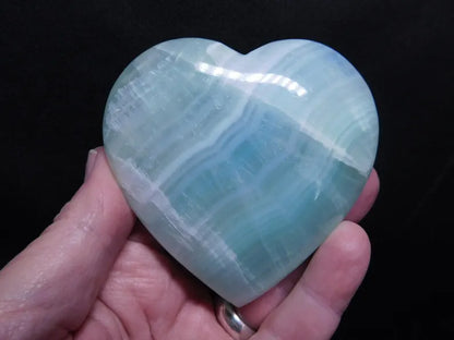Caribbean Calcite Heart Crystal | Ocean Tones, Calming Energy, Stress Relief, XL Size (70 - 80mm)