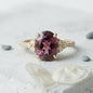 Vakker Art Deco "Solitaire" enstens Purple Ruby 10x12mm Spinell Ring, Gold Vermeil ( 925s Silver )