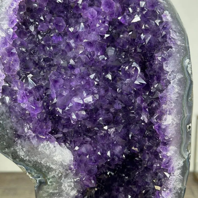 Uruguayan Amethyst Geode with agate Shell Statement Piece - MWS2962, 3 KG - 20x16cm