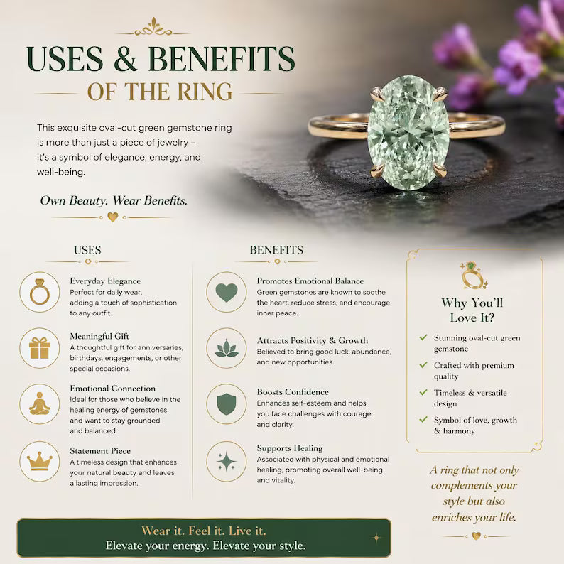 New Mareshia "Solitaire" enstens 11x9mm Mint Green Ametyst (Prasiolite) Ring, Goldplated ( 925s Silver )