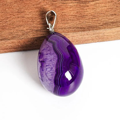 Nye Brazilian AGATE Teardrop - anheng m/ Silverplated Kjede, Purple - 30mm
