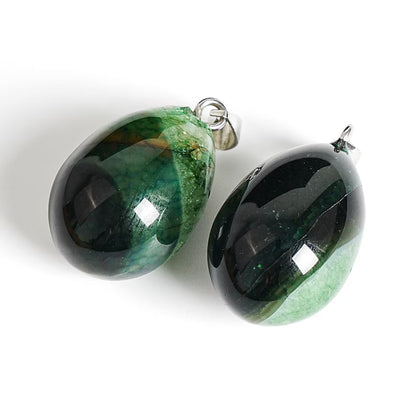 Nye Brazilian AGATE Teardrop - anheng m/ Silverplated Kjede, Green - 30mm