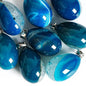 Nye Brazilian AGATE Teardrop - anheng m/ Silverplated Kjede, Lake Blue - 30mm